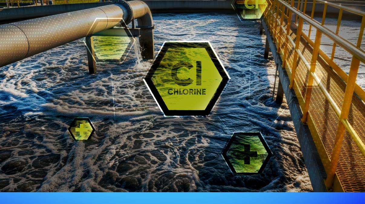 Chlorine and disinfectants used in municipal water treatment reacting in treated drinking water